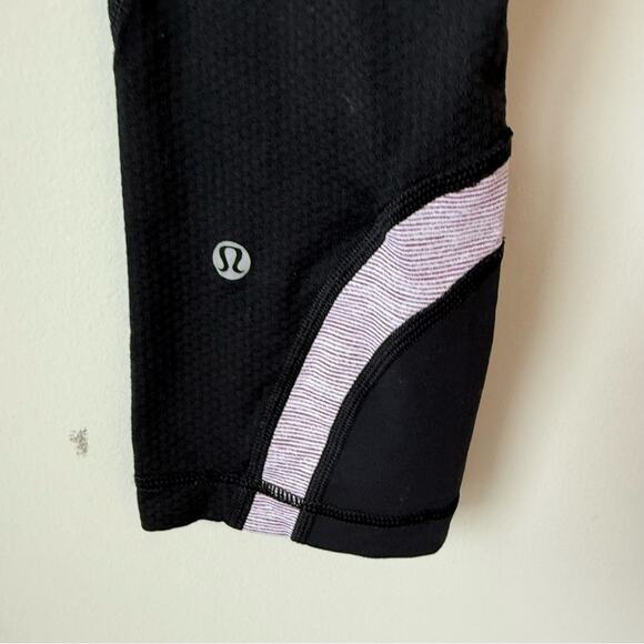 Lululemon | Run Inspire Crop II Black with Purple Stripes - Picture 5 of 8